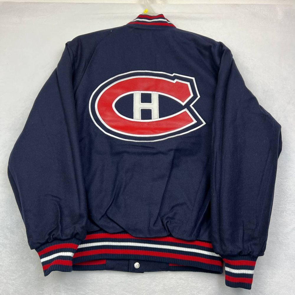 Vintage Montreal Canadiens‎ Varsity Jacket Men M Navy Blue JH Design Reversible